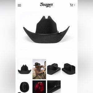 Seager Western NEW with Box, Hat Male/Female, Black Cowboy Hat, leather trim.